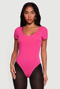 Double Layered Short Sleeve V Neck Bodysuit