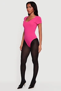 Double Layered Short Sleeve V Neck Bodysuit