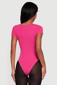 Double Layered Short Sleeve V Neck Bodysuit