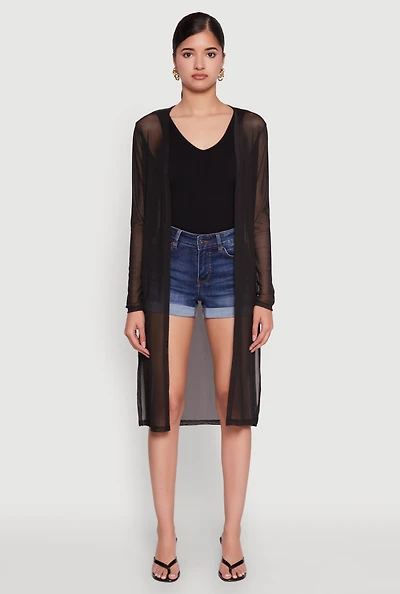 Womens Mesh Side Slit Duster,