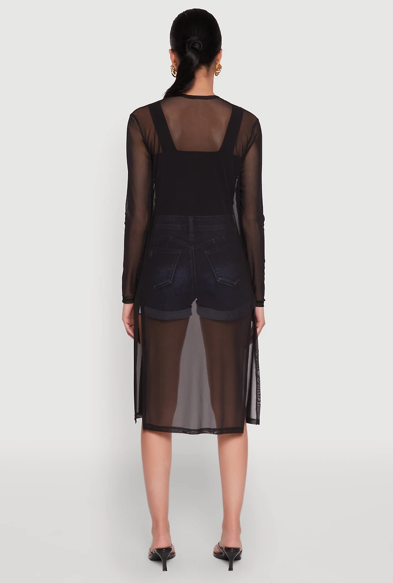 Womens Mesh Side Slit Duster,