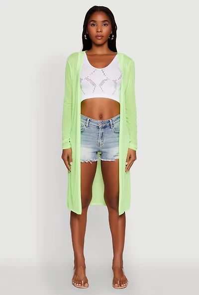 Womens Mesh Side Slit Duster,