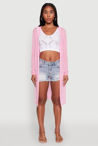 Womens Mesh Side Slit Duster,