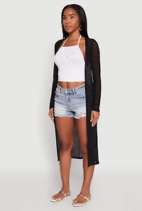 Womens Gauze Knit Long Sleeve Duster,