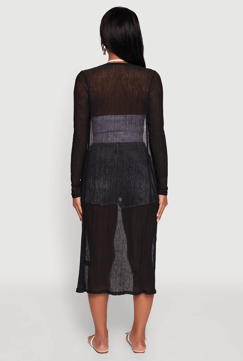 Womens Gauze Knit Long Sleeve Duster,