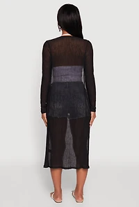 Womens Gauze Knit Long Sleeve Duster,