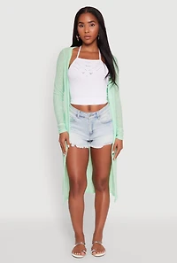 Gauze Knit Long Sleeve Duster