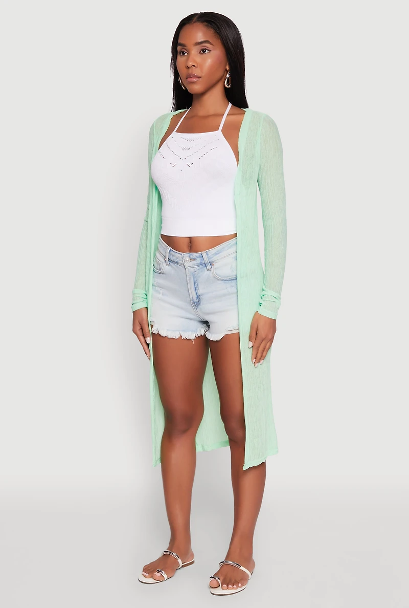 Gauze Knit Long Sleeve Duster