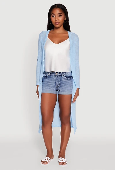 Womens Gauze Knit Long Sleeve Duster,
