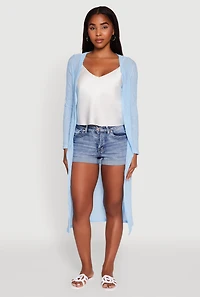 Womens Gauze Knit Long Sleeve Duster,