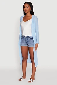 Womens Gauze Knit Long Sleeve Duster,