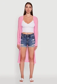 Womens Gauze Knit Long Sleeve Duster,