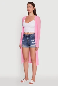 Womens Gauze Knit Long Sleeve Duster,