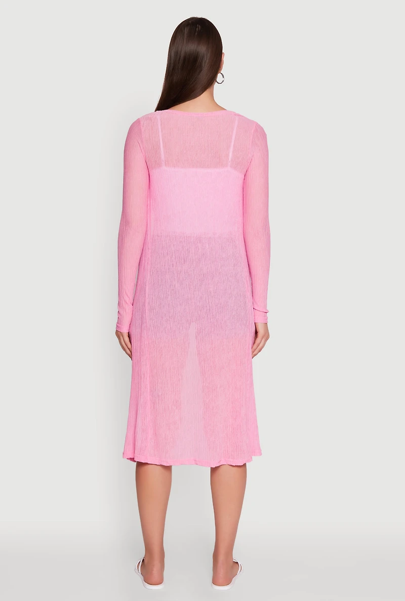 Womens Gauze Knit Long Sleeve Duster,