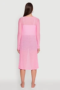 Womens Gauze Knit Long Sleeve Duster,