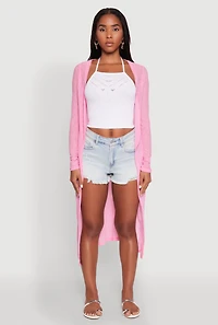 Womens Gauze Knit Long Sleeve Duster,