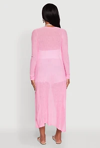 Womens Gauze Knit Long Sleeve Duster,