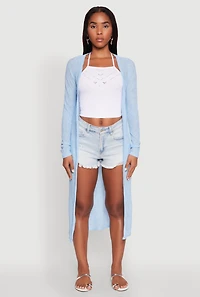 Womens Gauze Knit Long Sleeve Duster,