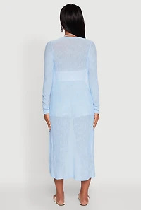 Womens Gauze Knit Long Sleeve Duster,