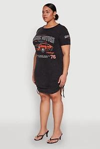 Womens Plus Size Mineral Wash Classic Motors Graphic Dress, Black, Size 3X