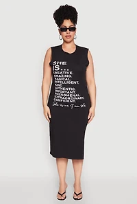 Plus She Is Graphic Print Dress