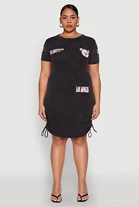 Womens Plus Size Los Angeles California Bear T Shirt Dress, Grey, Size 1X
