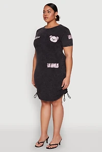 Womens Plus Size Los Angeles California Bear T Shirt Dress, Grey, Size 1X