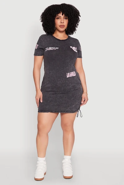 Plus Los Angeles California Bear Graphic T Shirt Dress