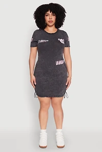 Womens Plus Size Los Angeles California Bear Graphic T Shirt Dress, Grey, Size 1X