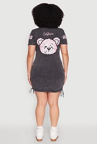 Womens Plus Size Los Angeles California Bear Graphic T Shirt Dress, Grey, Size 1X