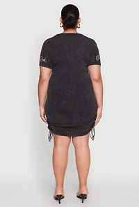 Womens Plus Size Mineral Wash Be Real Not Perfect Dress, Black, Size 1X