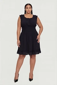 Plus Sleeveless Smocked Waist Dress