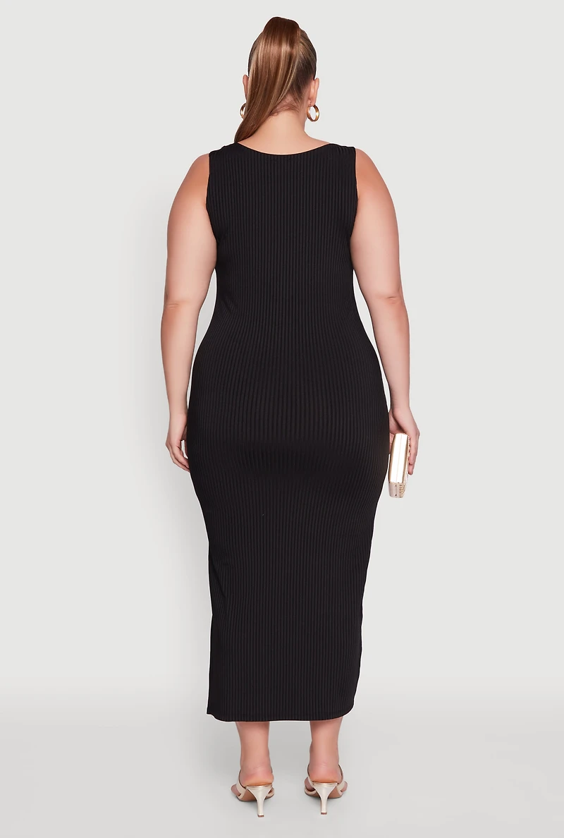 Plus Ribbed Knit Maxi Tank Dress