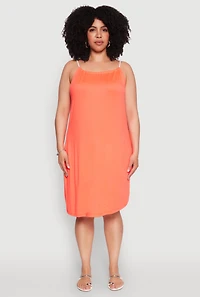 Plus Keyhole Back Rope Strap Midi Dress