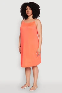 Plus Keyhole Back Rope Strap Midi Dress