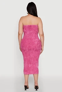 Womens Plus Size Rib Knit Mineral Wash Tube Dress, Pink, Size 4X