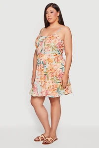 Plus Sleeveless Floral Tiered Babydoll Sundress
