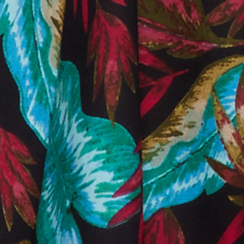 Plus Leaf Print Sundress with Halter Neck and Sharkbite Hem