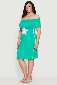 Plus Quality Star Graphic Off The Shoulder Dress