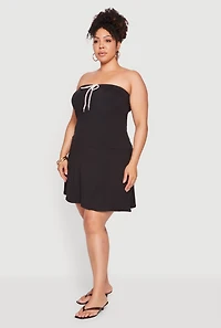 Plus Drawstring Detail Tube Skater Dress