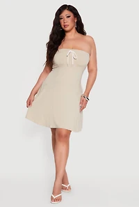 Plus Drawstring Detail Tube Skater Dress