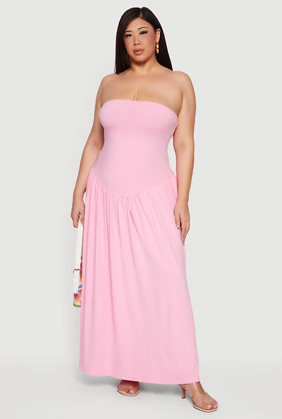 Plus Strapless Maxi Dress