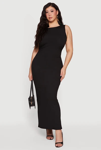 Plus Sleeveless Ruched Maxi Dress