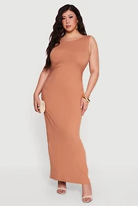 Plus Sleeveless Ruched Maxi Dress