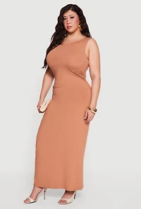 Plus Sleeveless Ruched Maxi Dress