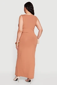 Plus Sleeveless Ruched Maxi Dress