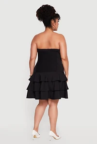 Plus Strapless Ruffle Tiered Mini Dress