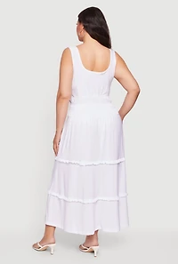 Plus Keyhole Detail Sleeveless Ruffle Tiered Maxi Dress