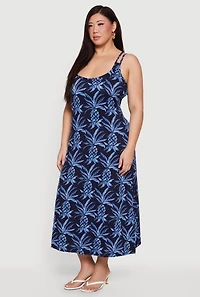 Plus Pineapple Print Double Strap Maxi Dress