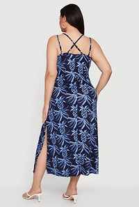 Plus Pineapple Print Double Strap Maxi Dress